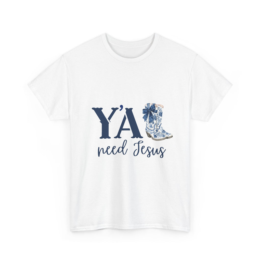 “Y’all Need Jesus” Floral Cowboy Boot Christian Tee