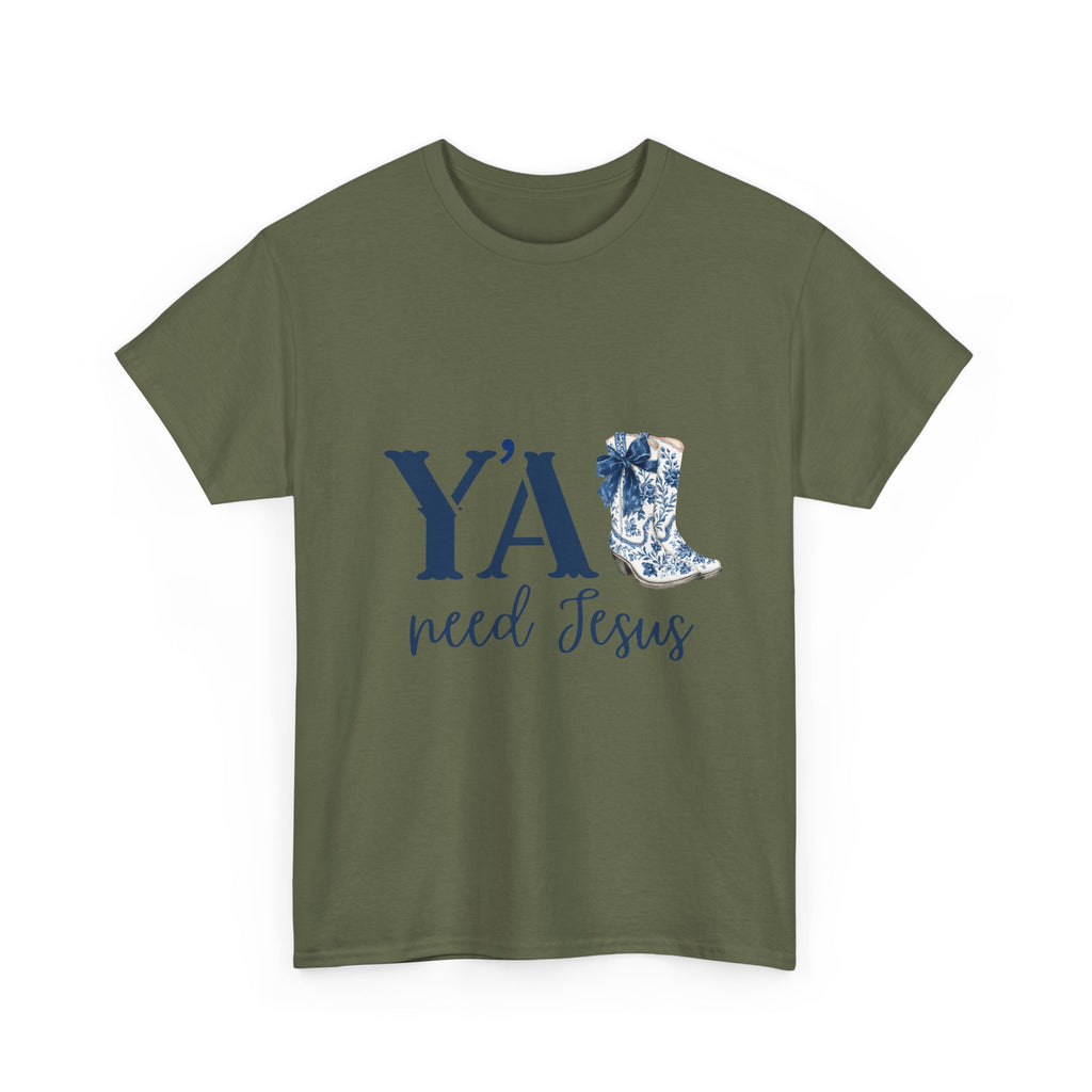 “Y’all Need Jesus” Floral Cowboy Boot Christian Tee