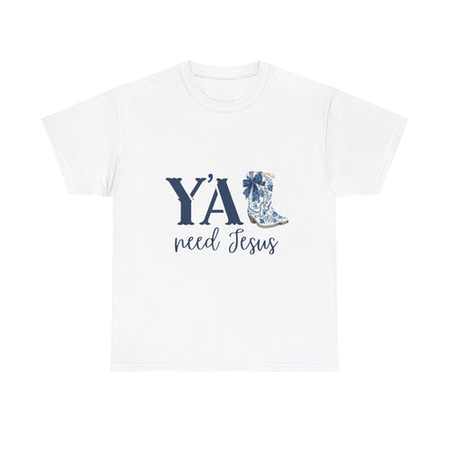 “Y’all Need Jesus” Floral Cowboy Boot Christian Tee
