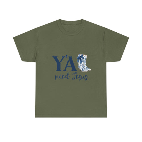 “Y’all Need Jesus” Floral Cowboy Boot Christian Tee