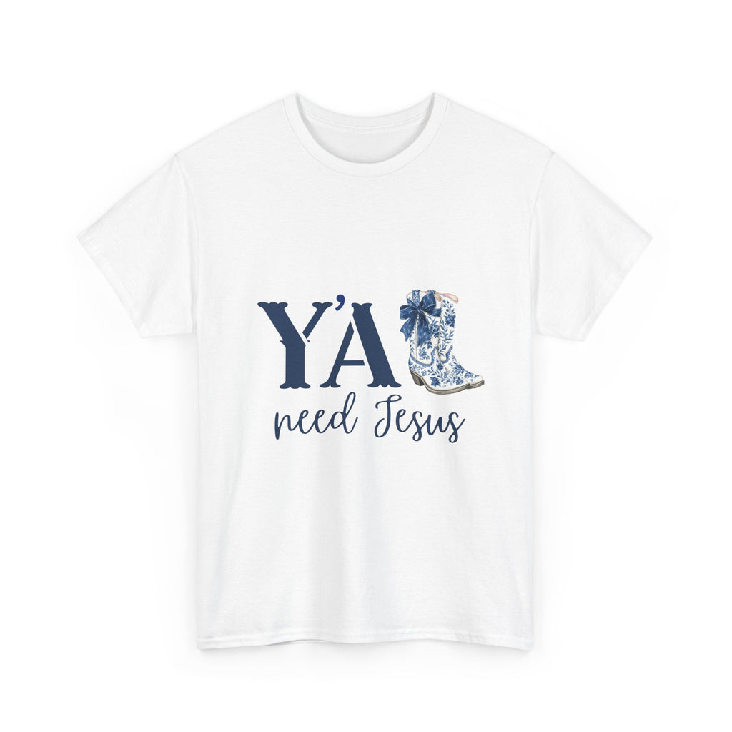 “Y’all Need Jesus” Floral Cowboy Boot Christian Tee